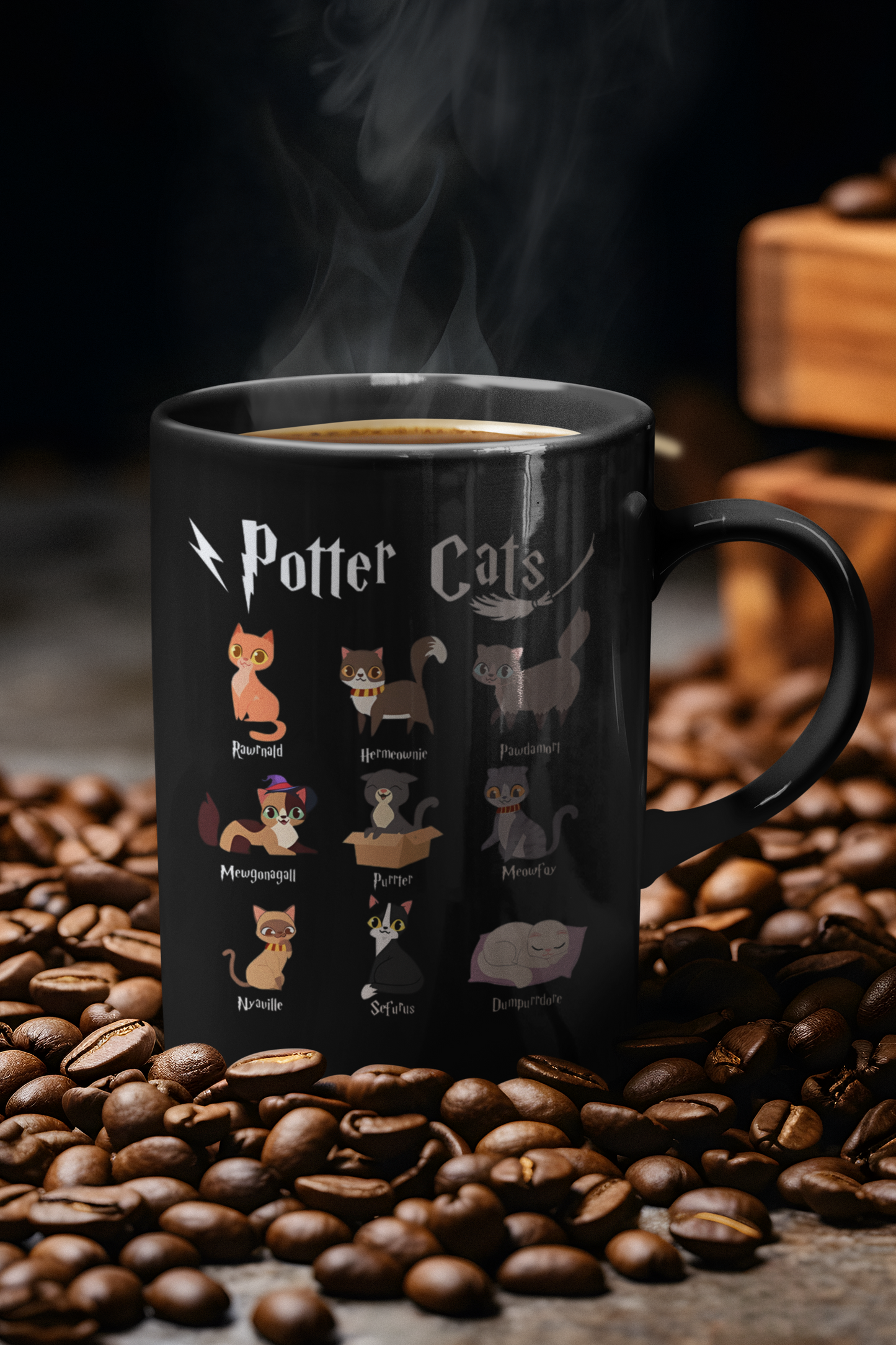 Potter Cats Black Mug