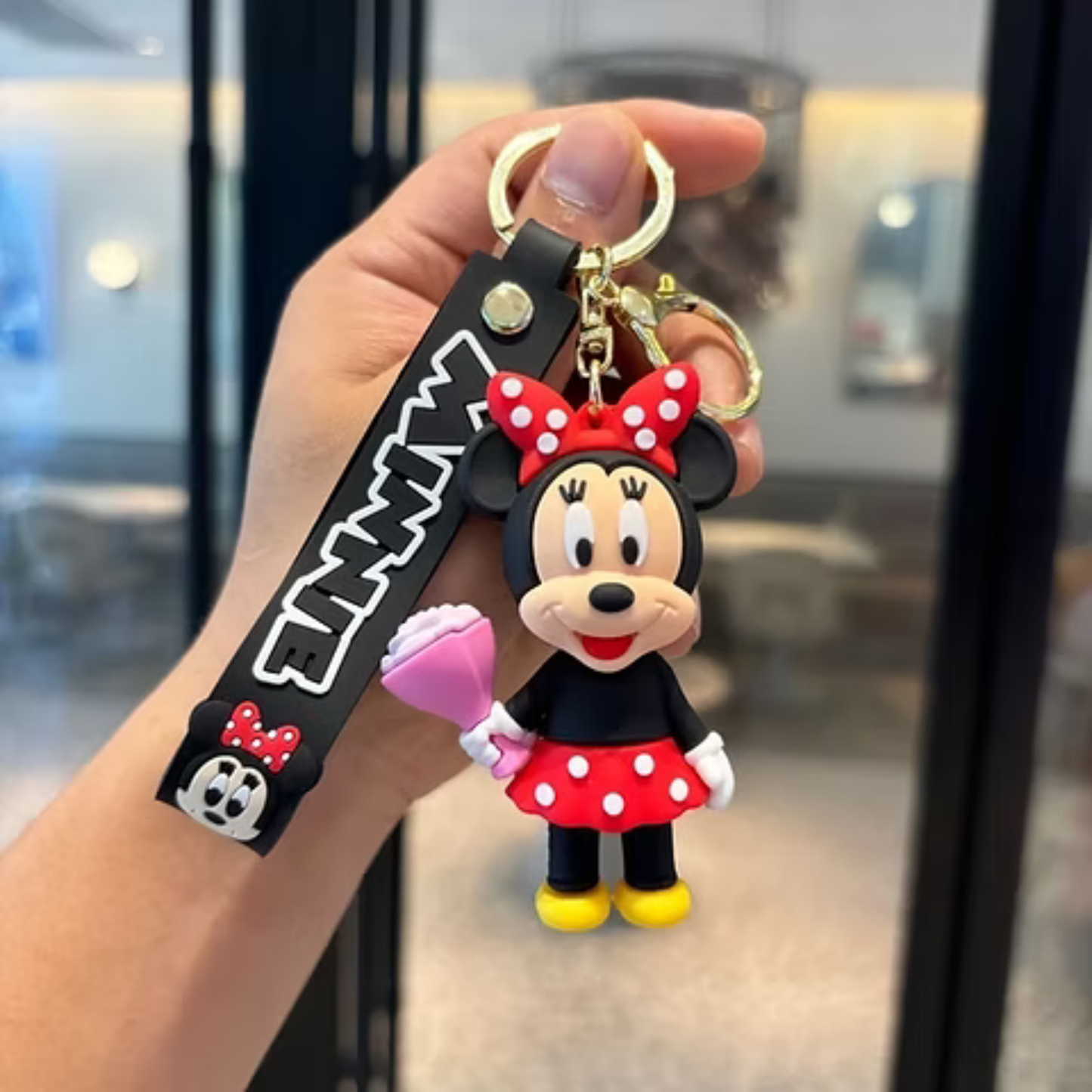 Cute Cartoon Character PVC Keychain with Silicone Wrist Strap – Soft Rubber Bag Charm & Key Holder