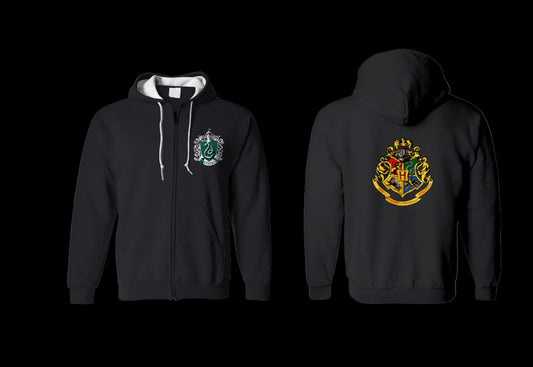 Slytherin/Hogwarts Zip up hoodie