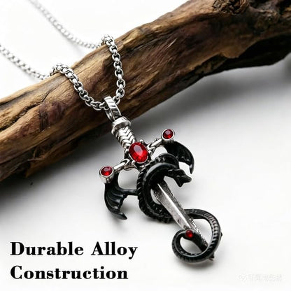 Gothic Dragon Sword Pendant Necklace