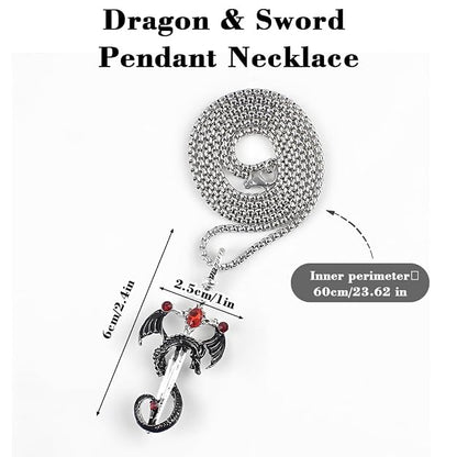 Gothic Dragon Sword Pendant Necklace