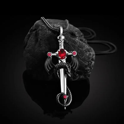 Gothic Dragon Sword Pendant Necklace With Gothic Nail (Bundle)