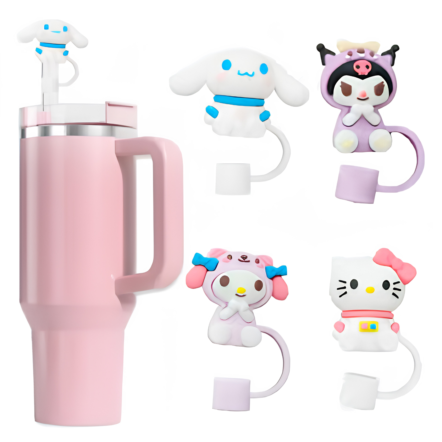 3D Cartoon Silicone Straw Cover Cap | Cute Straw Topper for Stanley Cups & Tumblers