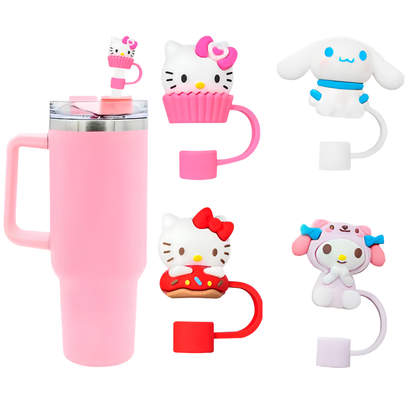 3D Cartoon Silicone Straw Cover Cap | Cute Straw Topper for Stanley Cups & Tumblers