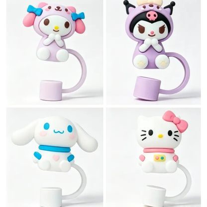 3D Cartoon Silicone Straw Cover Cap | Cute Straw Topper for Stanley Cups & Tumblers