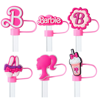 Barbie Silicone 2D Straw Cover Caps – Cute Reusable Straw Toppers for Tumblers