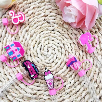 Barbie Silicone 2D Straw Cover Caps – Cute Reusable Straw Toppers for Tumblers