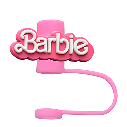 Barbie Silicone 2D Straw Cover Caps – Cute Reusable Straw Toppers for Tumblers