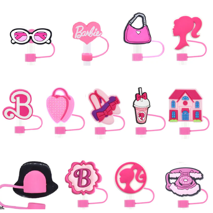 Barbie Silicone 2D Straw Cover Caps – Cute Reusable Straw Toppers for Tumblers