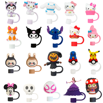 3D Cartoon Silicone Straw Cover Cap | Cute Straw Topper for Stanley Cups & Tumblers