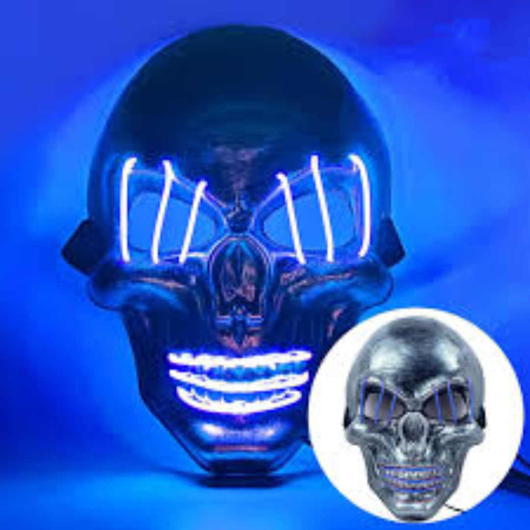 LED Neon Skull Mask – Glowing Halloween Cosplay Mask for Parties & Events