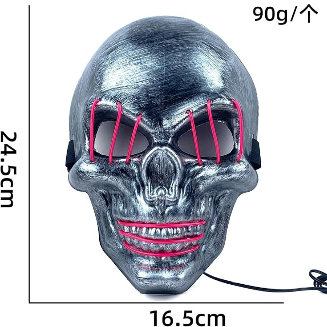 LED Neon Skull Mask – Glowing Halloween Cosplay Mask for Parties & Events