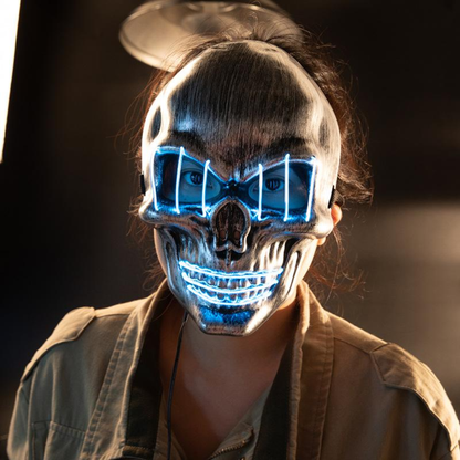 LED Neon Skull Mask – Glowing Halloween Cosplay Mask for Parties & Events