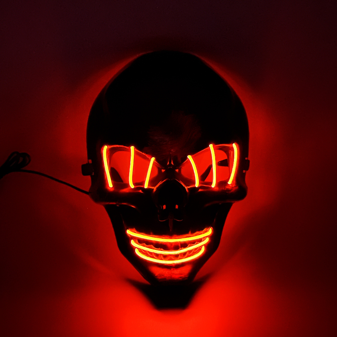 LED Neon Skull Mask – Glowing Halloween Cosplay Mask for Parties & Events