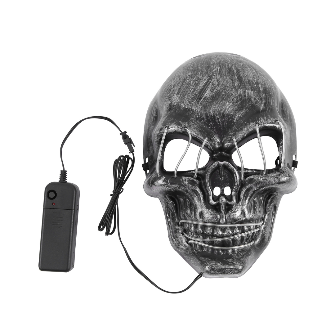 LED Neon Skull Mask – Glowing Halloween Cosplay Mask for Parties & Events