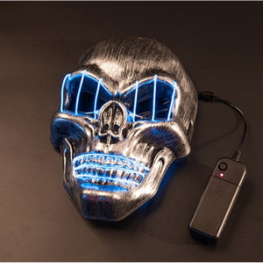 LED Neon Skull Mask – Glowing Halloween Cosplay Mask for Parties & Events