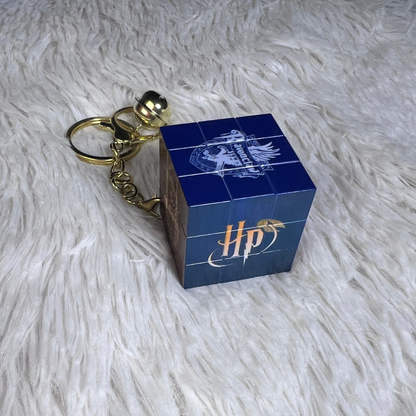 Harry Potter Magic Cube Keychain – Mini Rubix Cube with Golden Snitch Charm