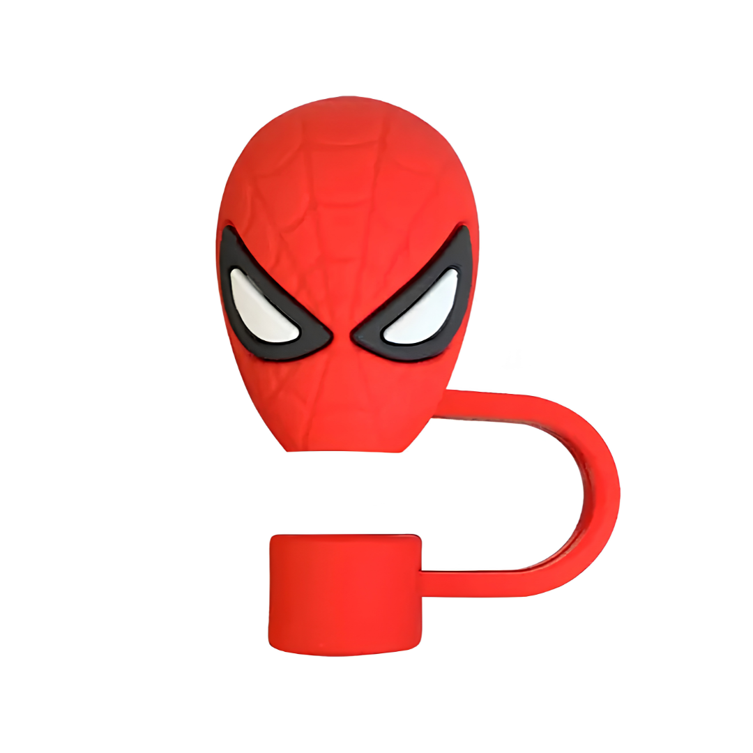 Spider Man 2D & 3D Silicone Straw Topper Cap for Stanley Cup, Tumblers & Reusable Straws