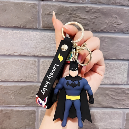 Cute Cartoon Character PVC Keychain with Silicone Wrist Strap – Soft Rubber Bag Charm & Key Holder