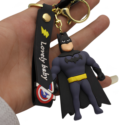 Cute Cartoon Character PVC Keychain with Silicone Wrist Strap – Soft Rubber Bag Charm & Key Holder