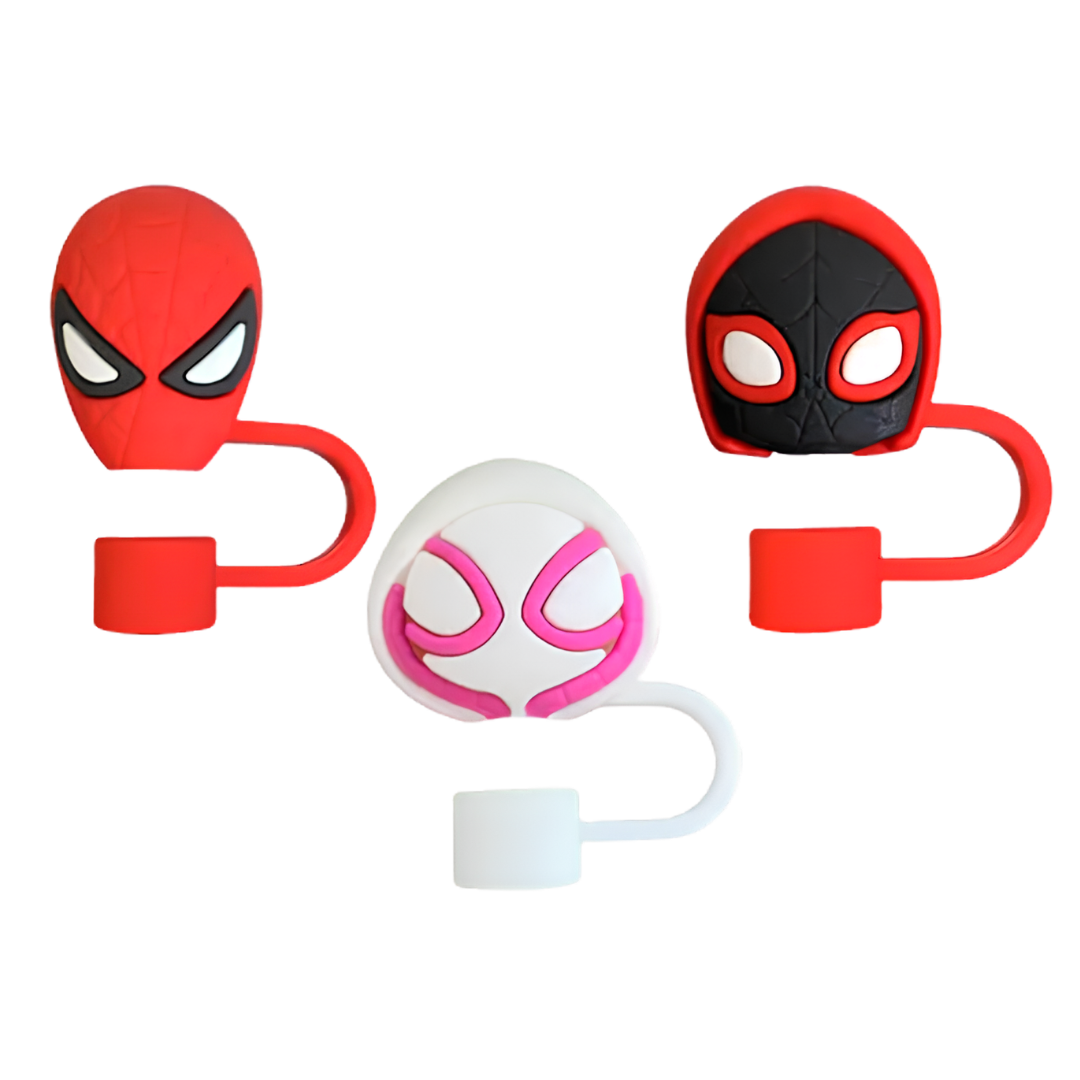 Spider Man 2D & 3D Silicone Straw Topper Cap for Stanley Cup, Tumblers & Reusable Straws