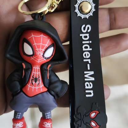 Cute Cartoon Character PVC Keychain with Silicone Wrist Strap – Soft Rubber Bag Charm & Key Holder
