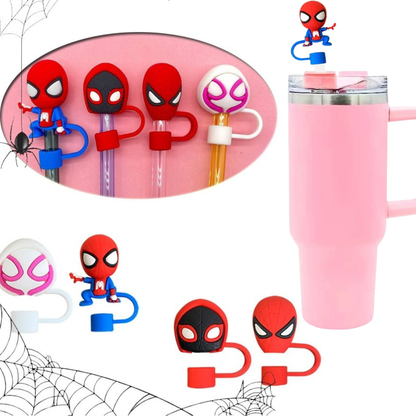 Spider Man 2D & 3D Silicone Straw Topper Cap for Stanley Cup, Tumblers & Reusable Straws