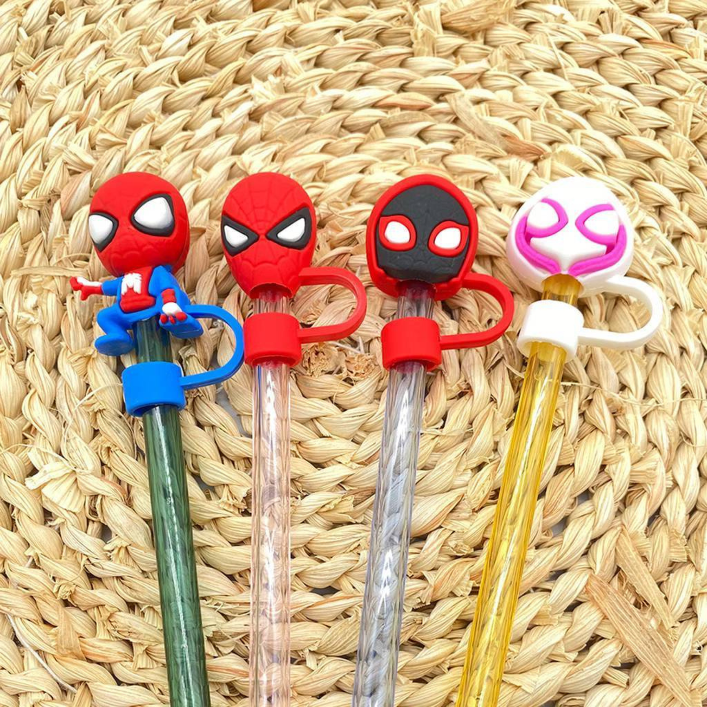 Spider Man 2D & 3D Silicone Straw Topper Cap for Stanley Cup, Tumblers & Reusable Straws