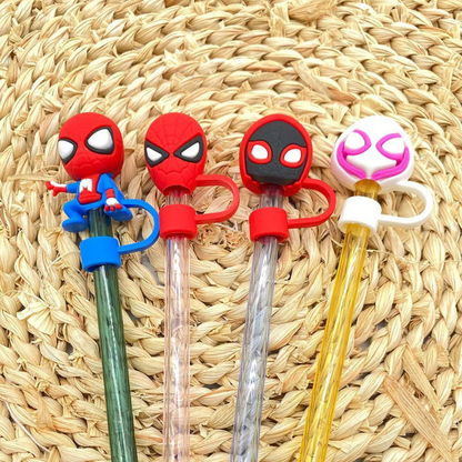 Spider Man 2D & 3D Silicone Straw Topper Cap for Stanley Cup, Tumblers & Reusable Straws