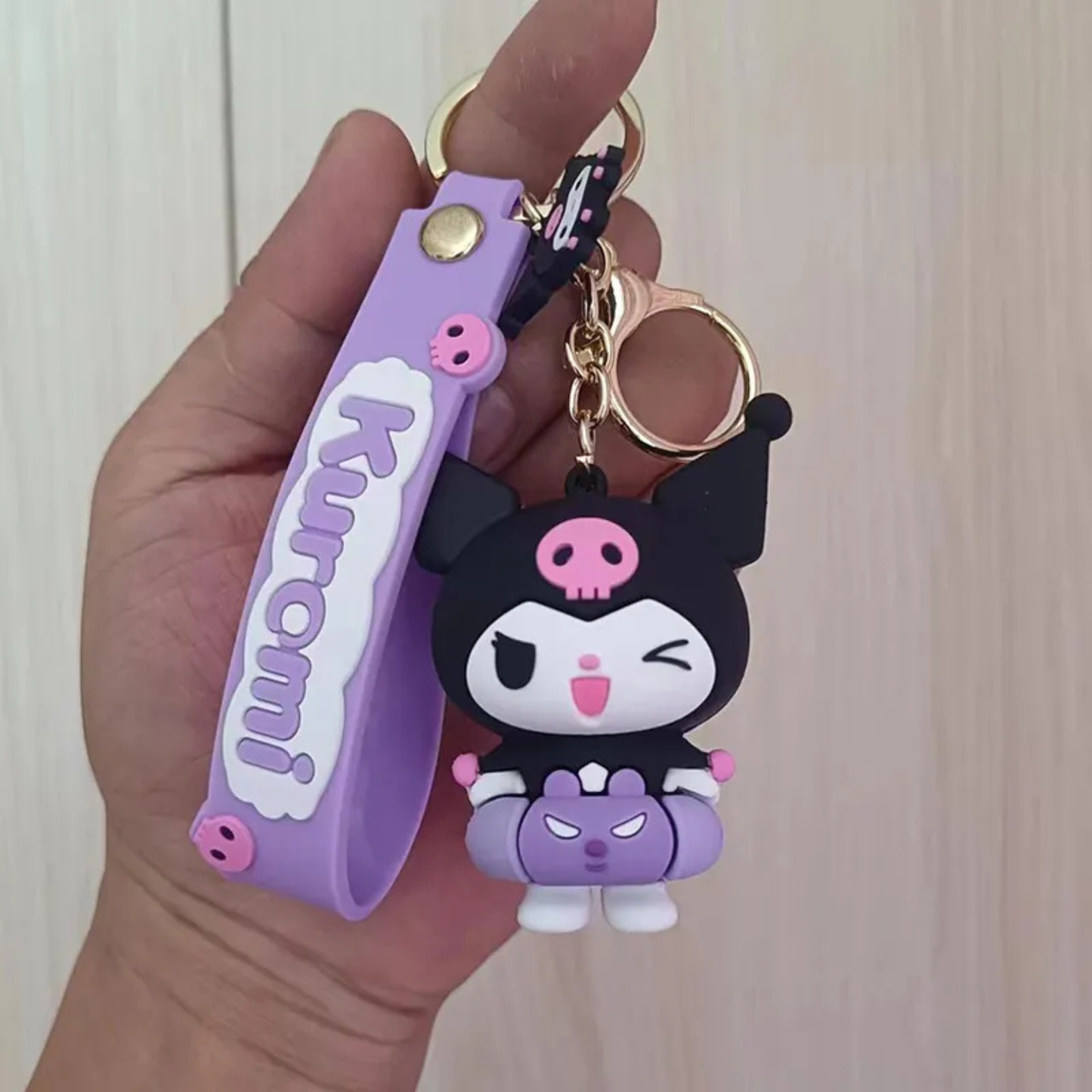 Cute Cartoon Character PVC Keychain with Silicone Wrist Strap – Soft Rubber Bag Charm & Key Holder