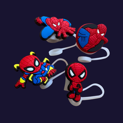 Spider Man 2D & 3D Silicone Straw Topper Cap for Stanley Cup, Tumblers & Reusable Straws
