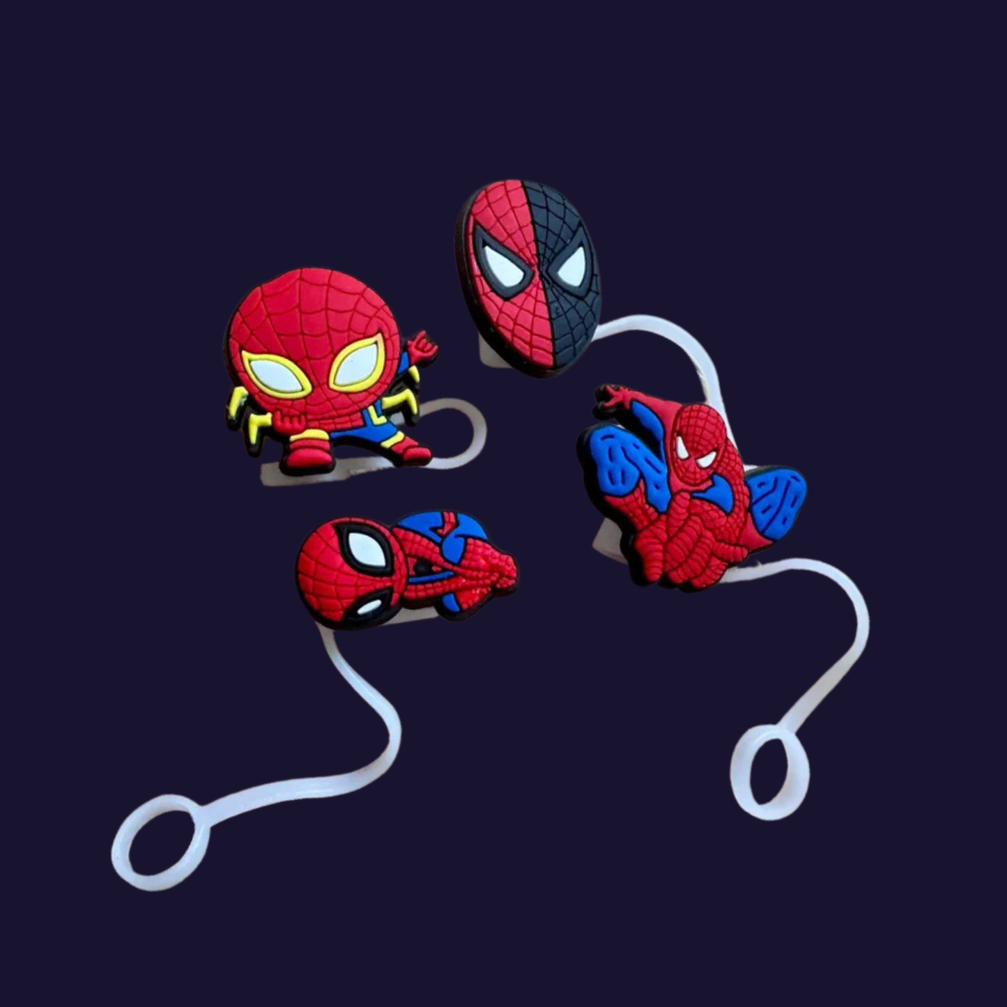 Spider Man 2D & 3D Silicone Straw Topper Cap for Stanley Cup, Tumblers & Reusable Straws