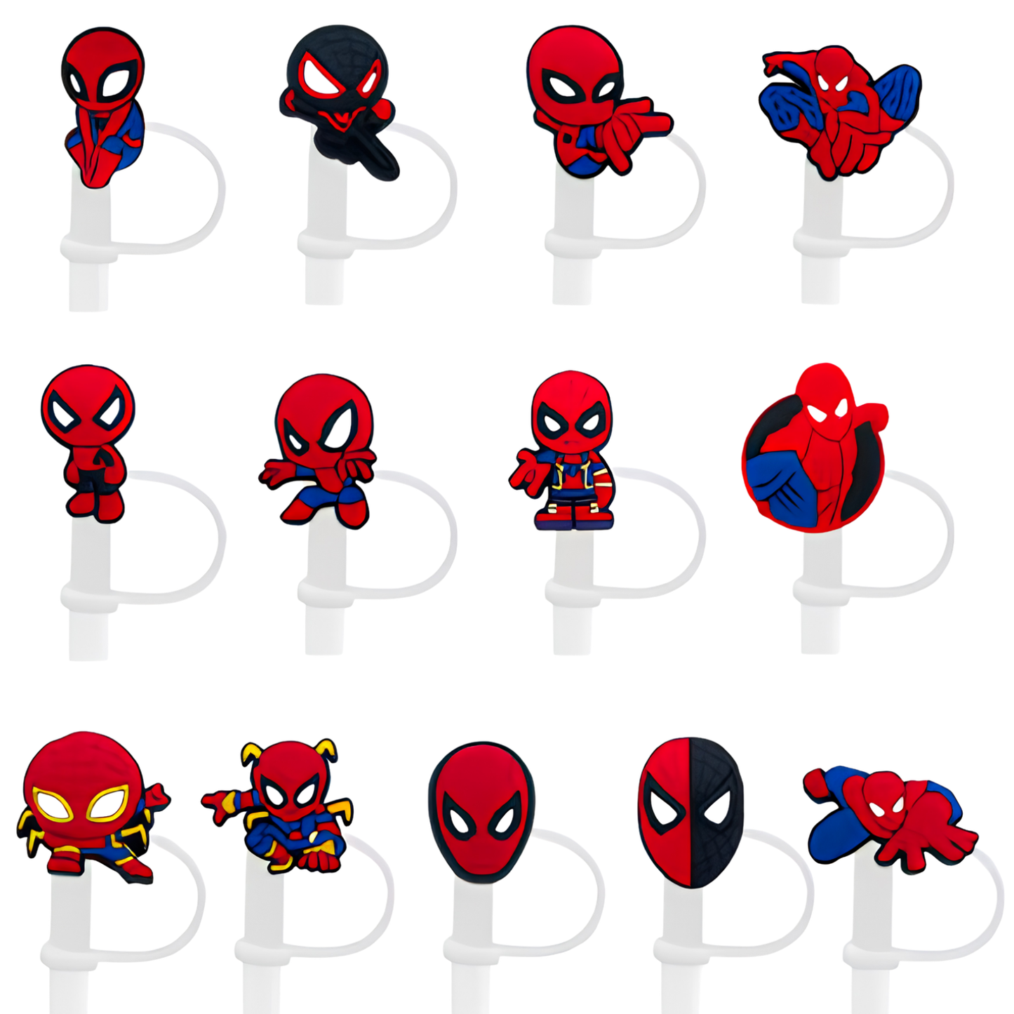 Spider Man 2D & 3D Silicone Straw Topper Cap for Stanley Cup, Tumblers & Reusable Straws