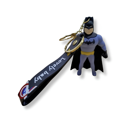 Cute Cartoon Character PVC Keychain with Silicone Wrist Strap – Soft Rubber Bag Charm & Key Holder