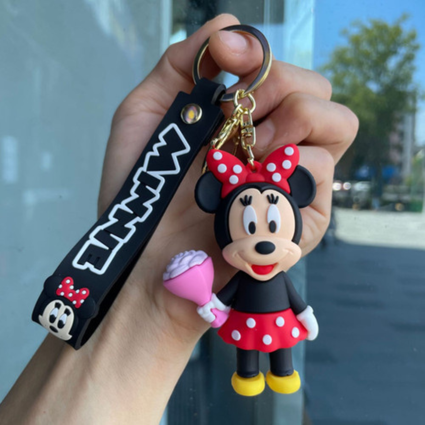 Cute Cartoon Character PVC Keychain with Silicone Wrist Strap – Soft Rubber Bag Charm & Key Holder