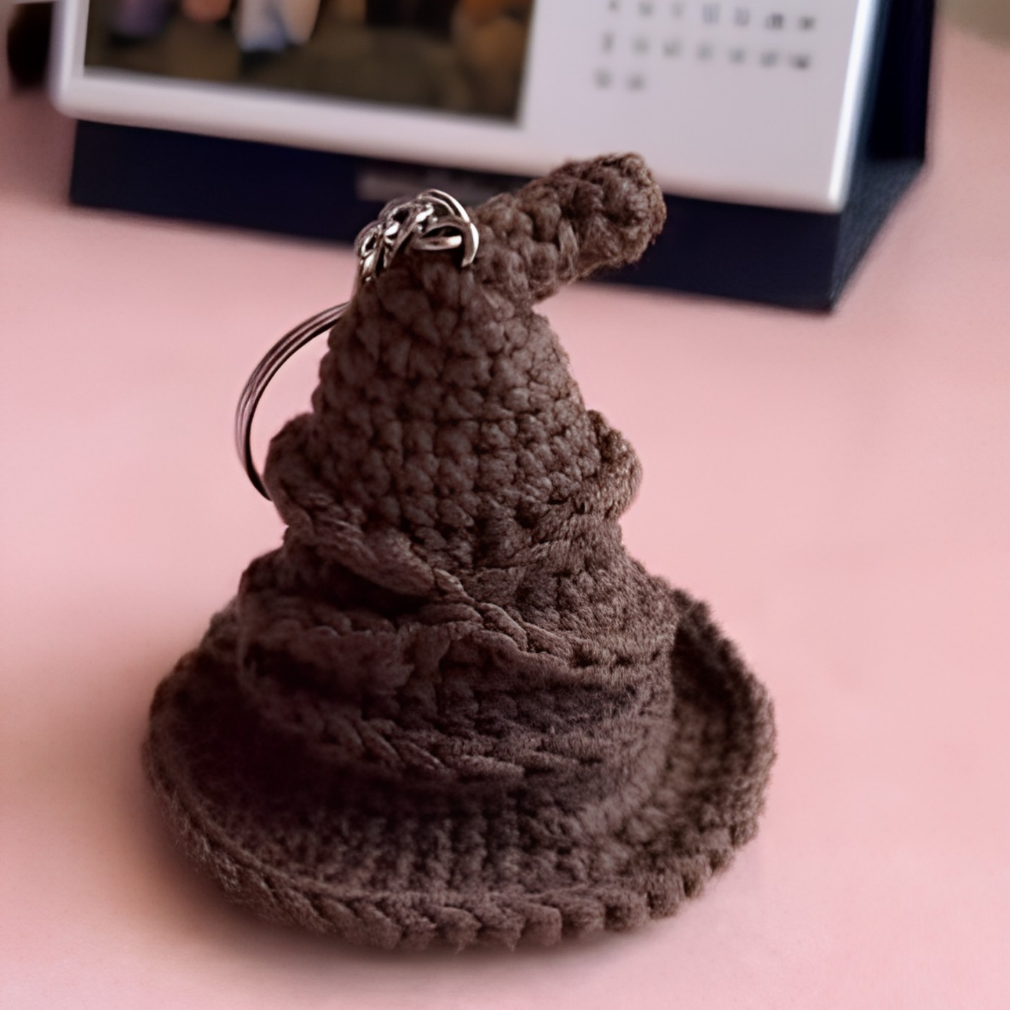 Handmade Sorting Hat Inspired Crochet Keychain – Soft Wizard Hat Amigurumi Plush Bag Charm