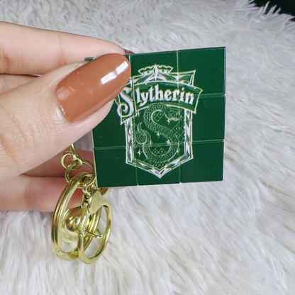 Harry Potter Magic Cube Keychain – Mini Rubix Cube with Golden Snitch Charm