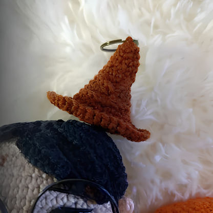 Handmade Sorting Hat Inspired Crochet Keychain – Soft Wizard Hat Amigurumi Plush Bag Charm
