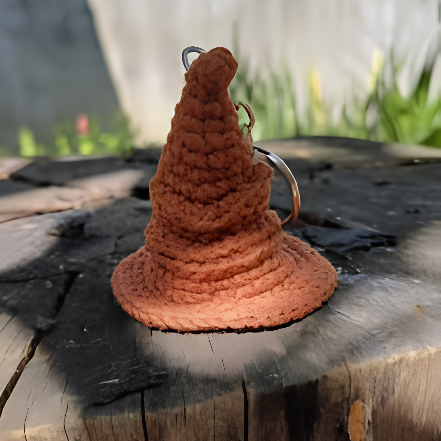 Handmade Sorting Hat Inspired Crochet Keychain – Soft Wizard Hat Amigurumi Plush Bag Charm